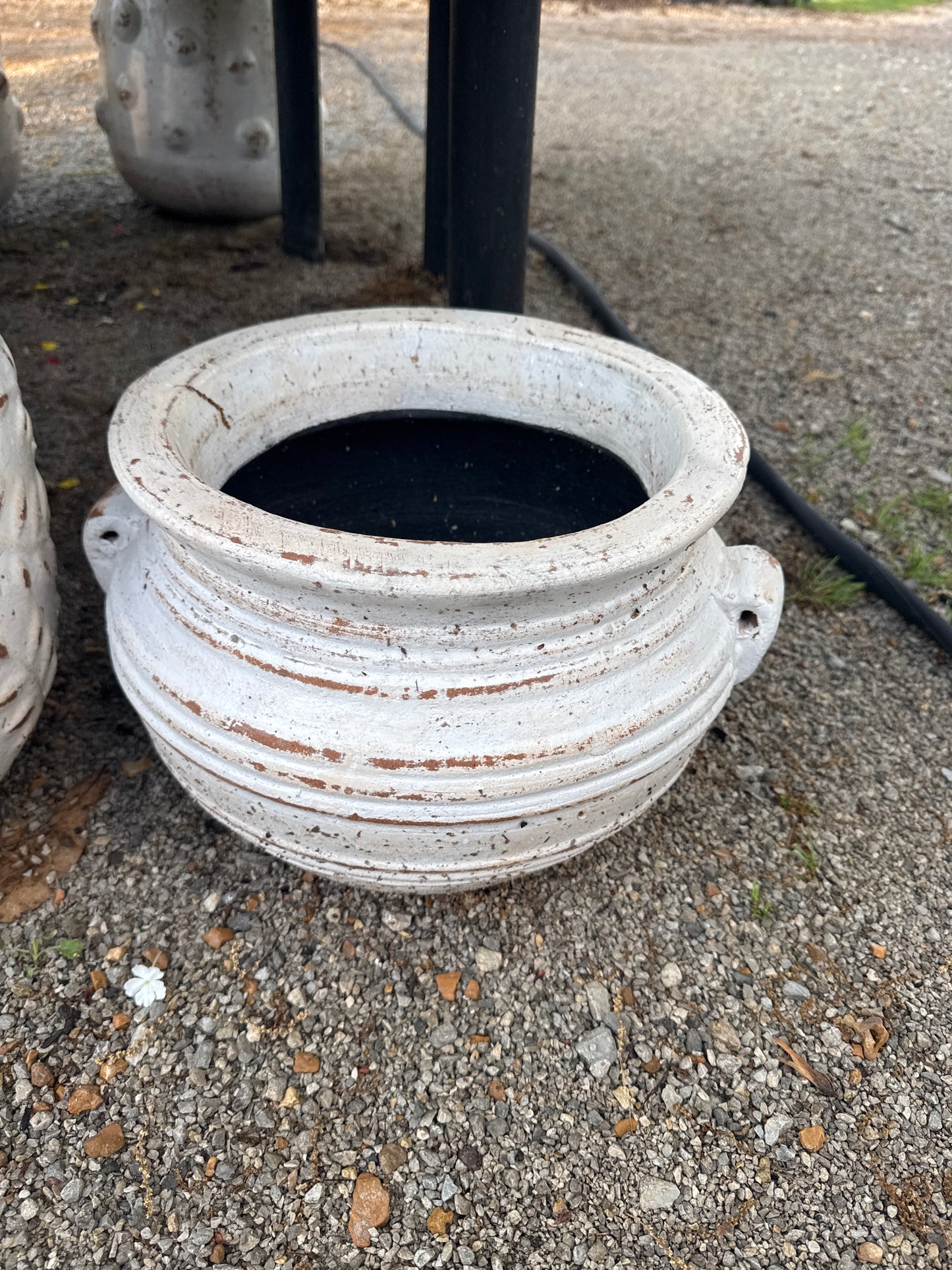Lined Ceramic Pot W Handles