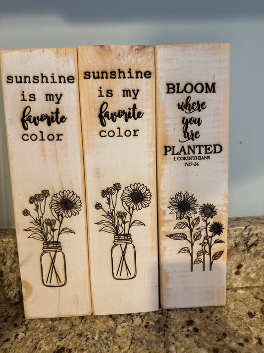 Standing Flower Wood Signs