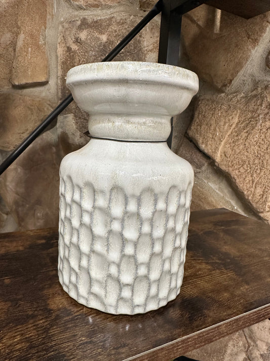 Textured Candle Holder White