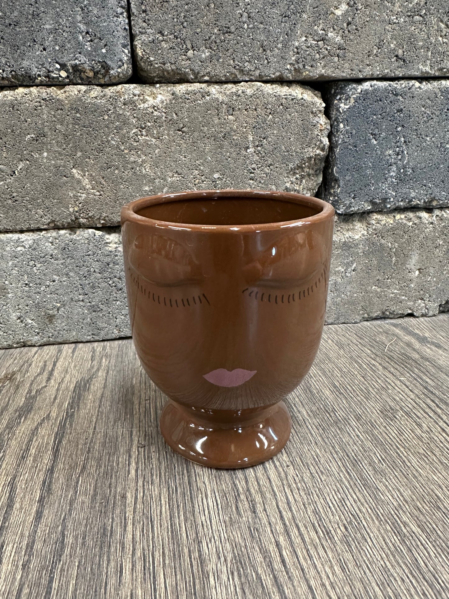 Brown Planter "Face"- Small