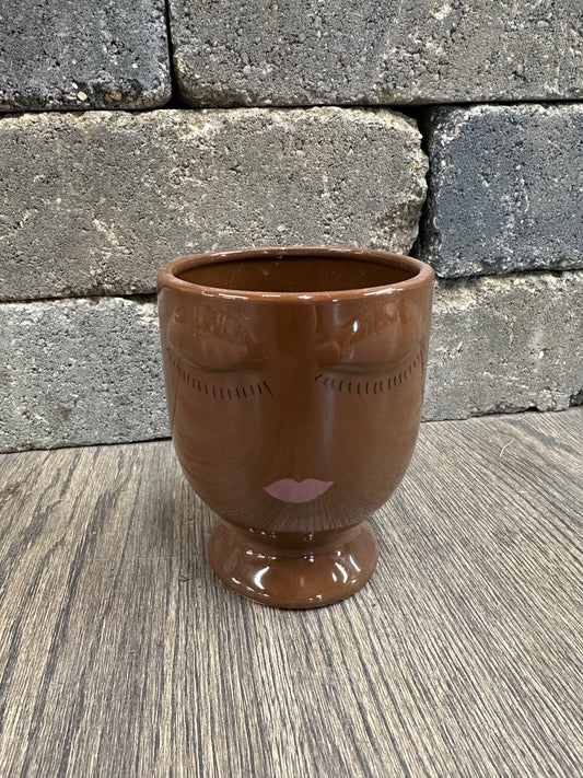 Brown Planter "Face"- Small