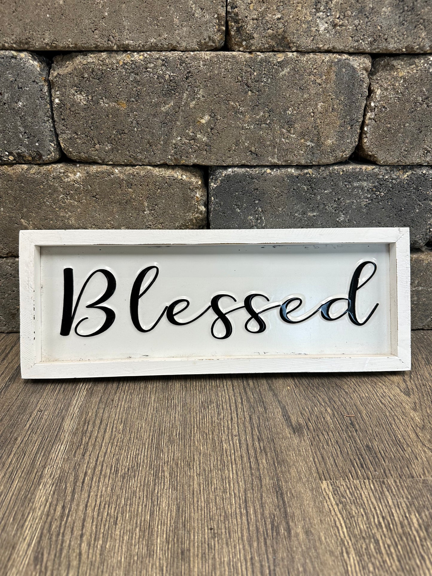 White Wood & Metal Blessed Sign