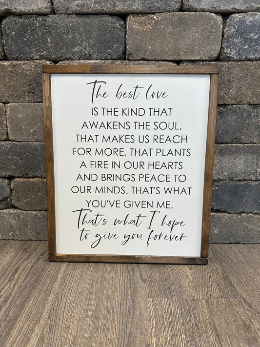 The Best Love Wood Framed Sign
