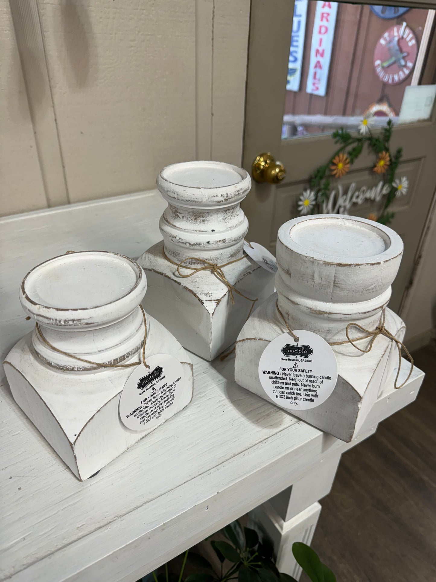 White Block Candle Holder