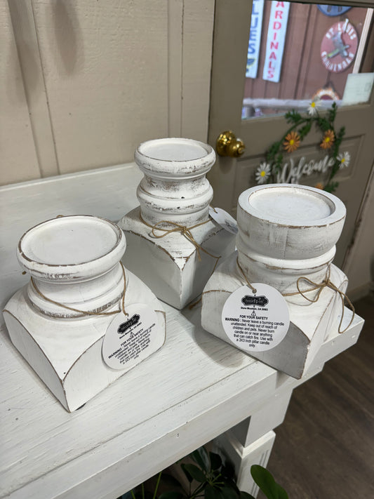 White Block Candle Holder