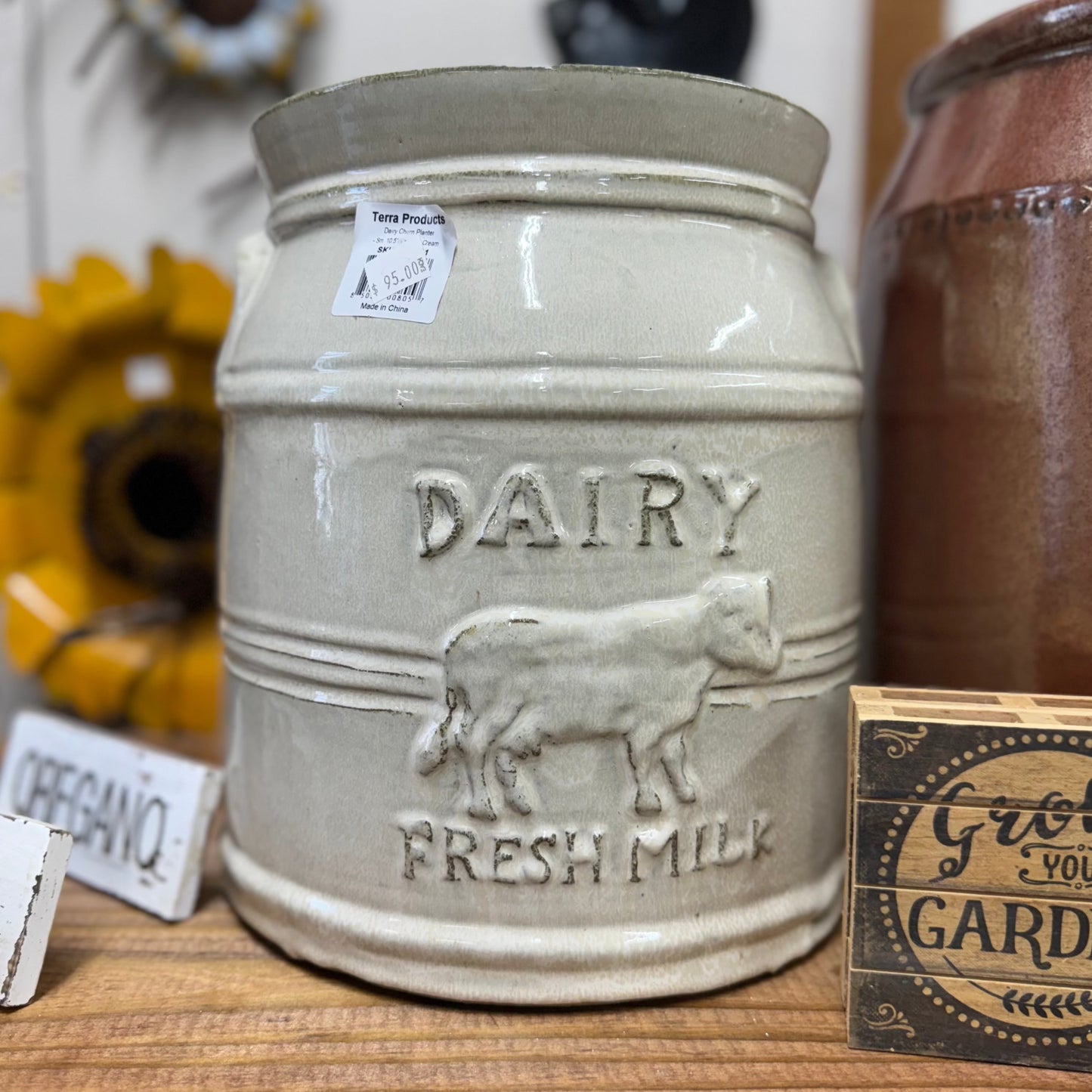 Dairy Fresh Milk Ceramic Planter