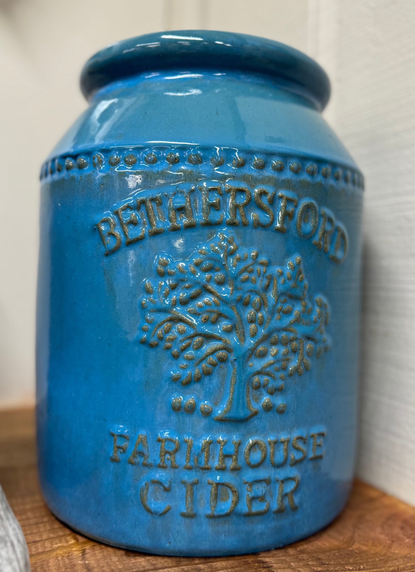 Blue Bethersford Farmhouse Cider Ceramic Planter