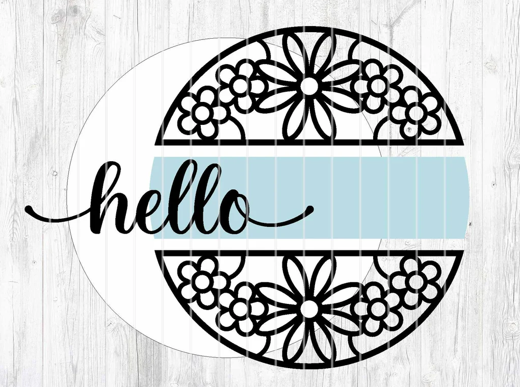 Spring- Hello Flower Round Door Hanger DIY | Wood Sign