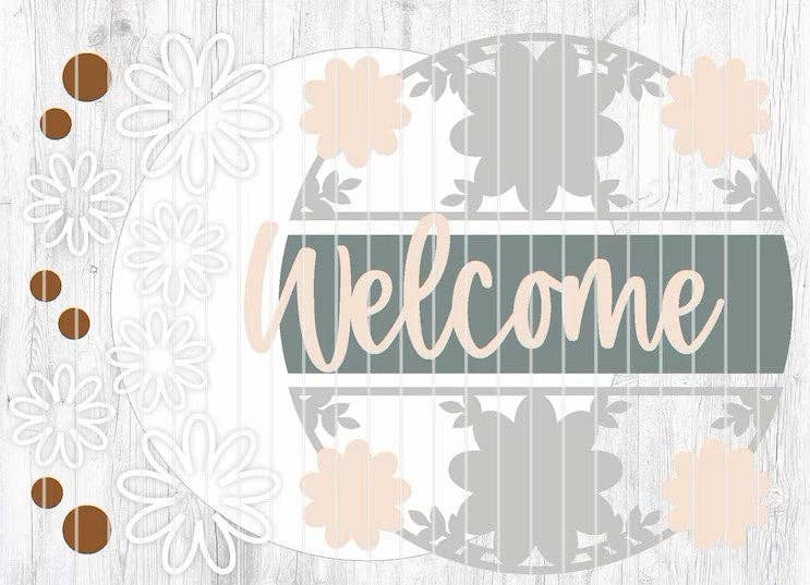 Spring- Welcome Flower Pattern Door Hanger DIY | Paint Kit