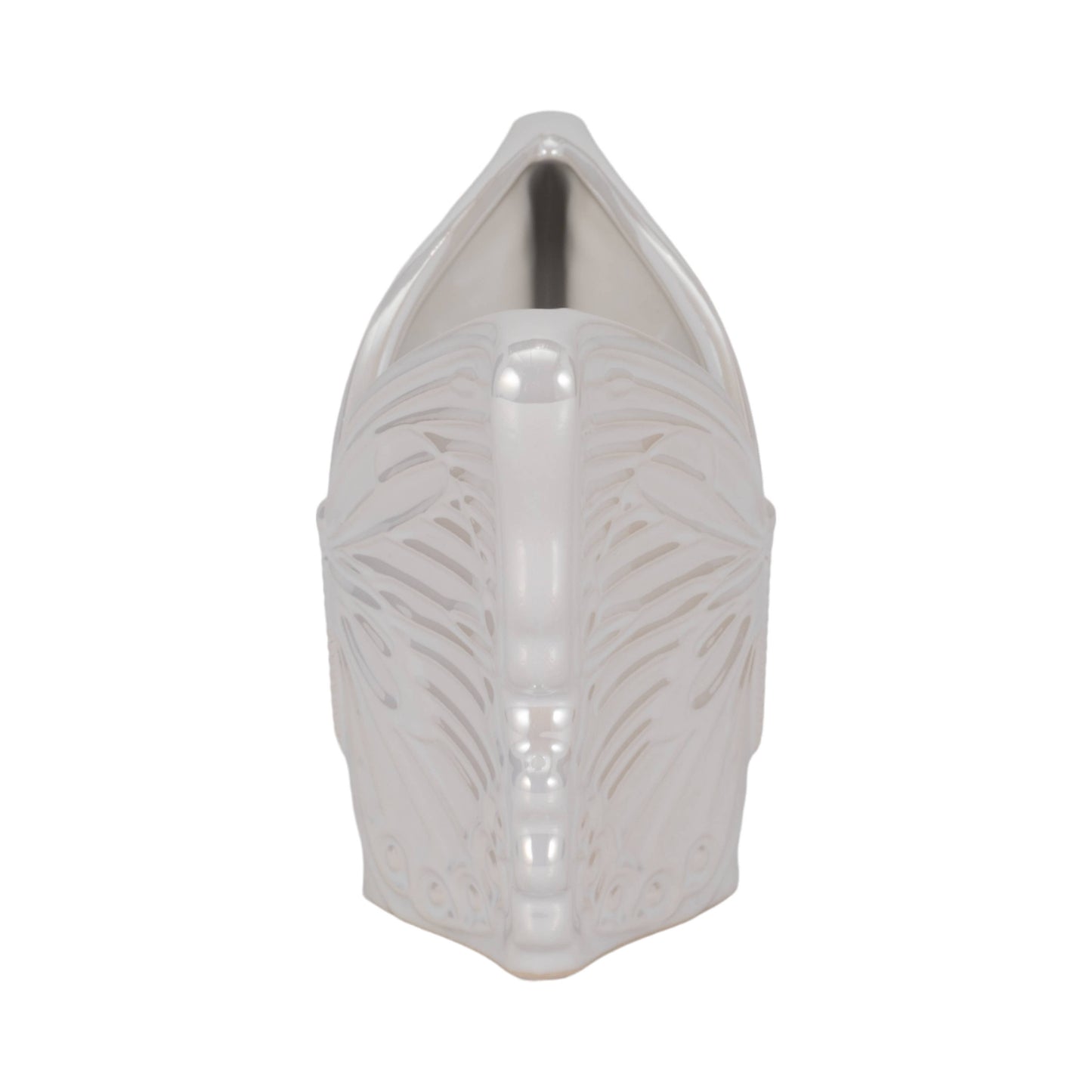 Planter - Ivory Ceramic Iridescent Butterfly, 7 in.
