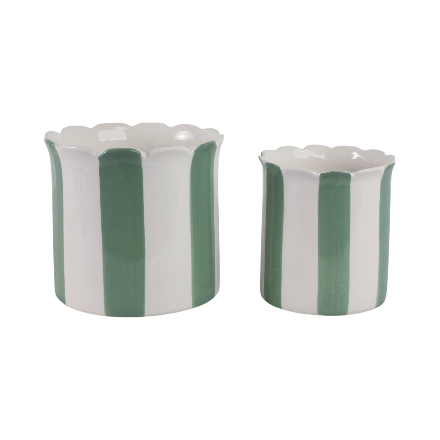 Green/White Ceramic Striped