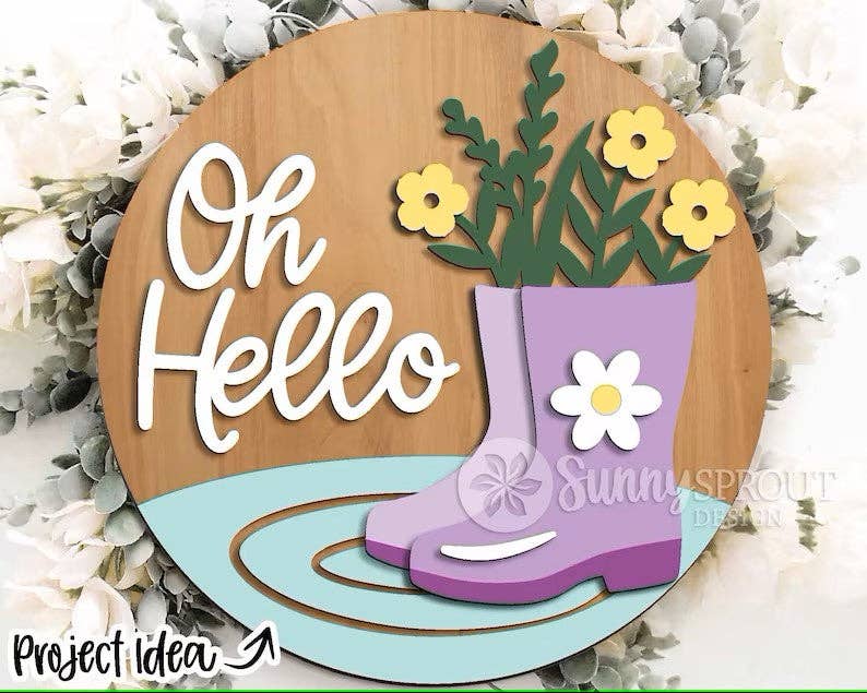 Spring- Oh Hello Rainboots  Door Hanger DIY | Paint Kit