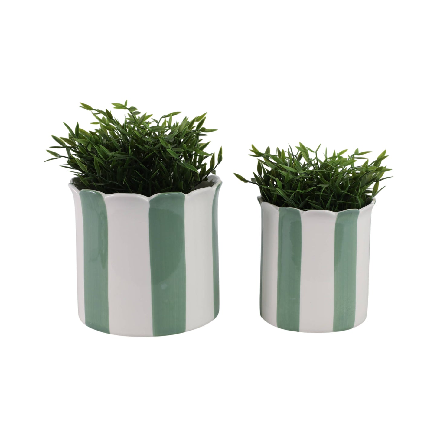 Green/White Ceramic Striped