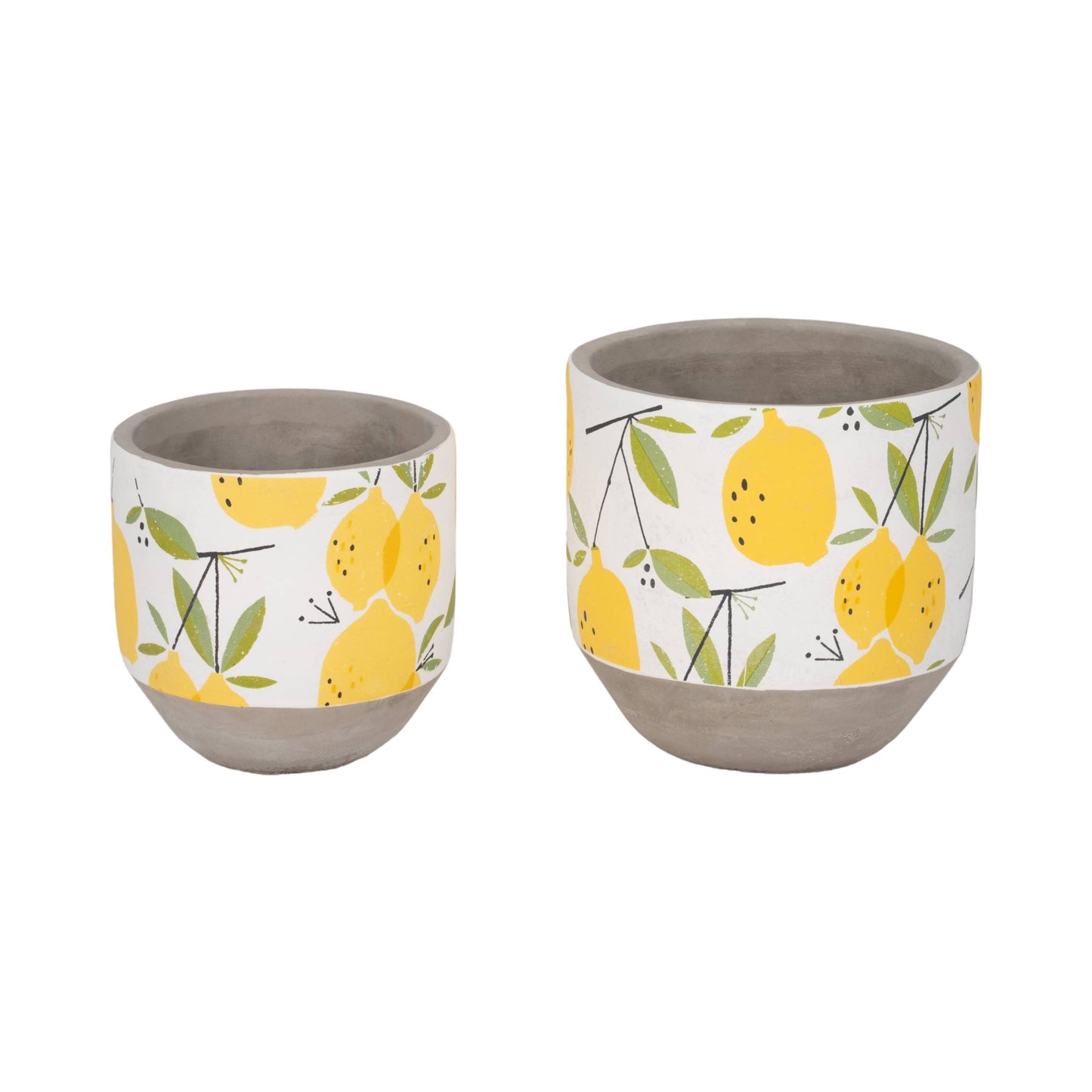 Yellow Pottery Growing Lemons Planters, 6/7 in.