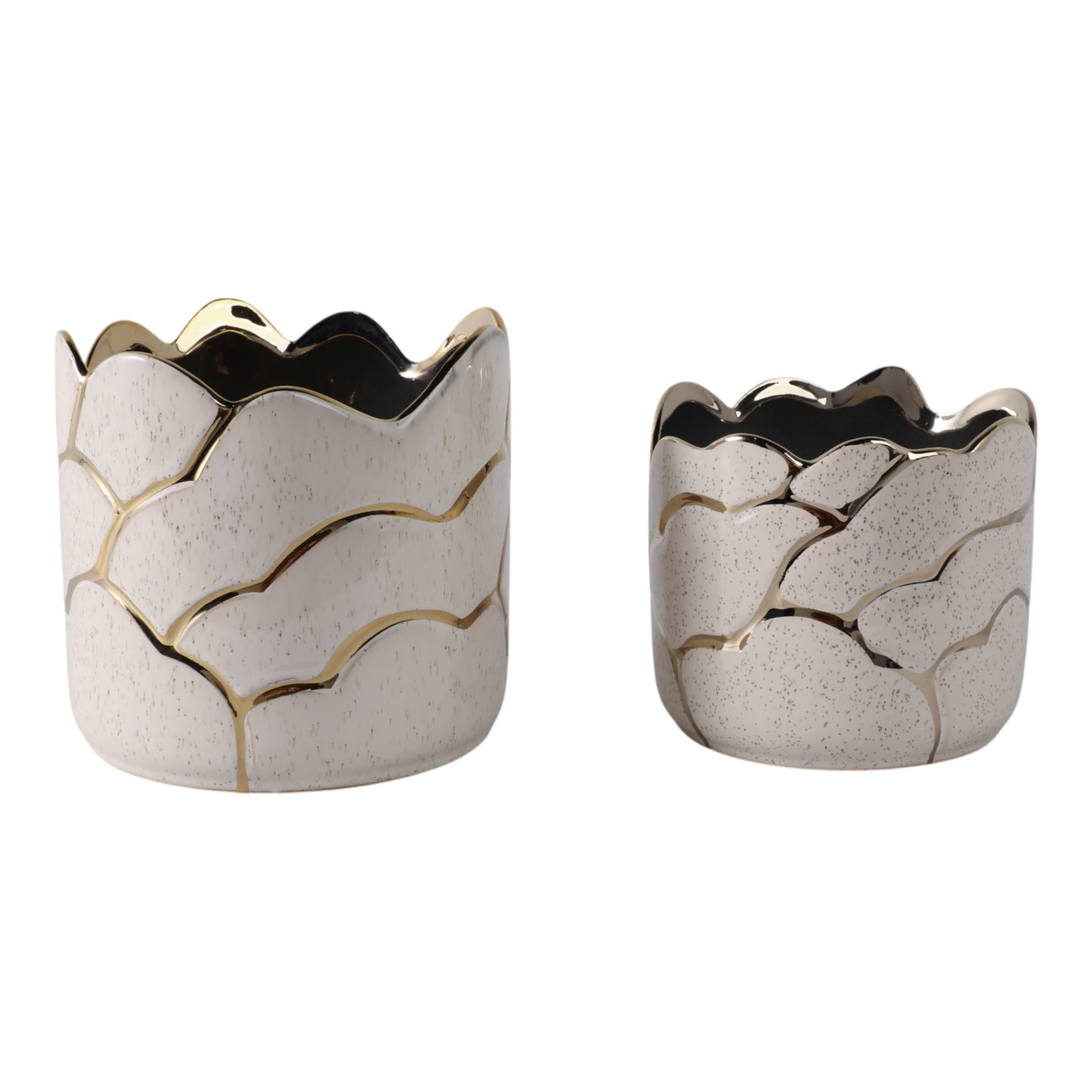Ivory/Gold Resin Cloud Planters, 6/7 in.