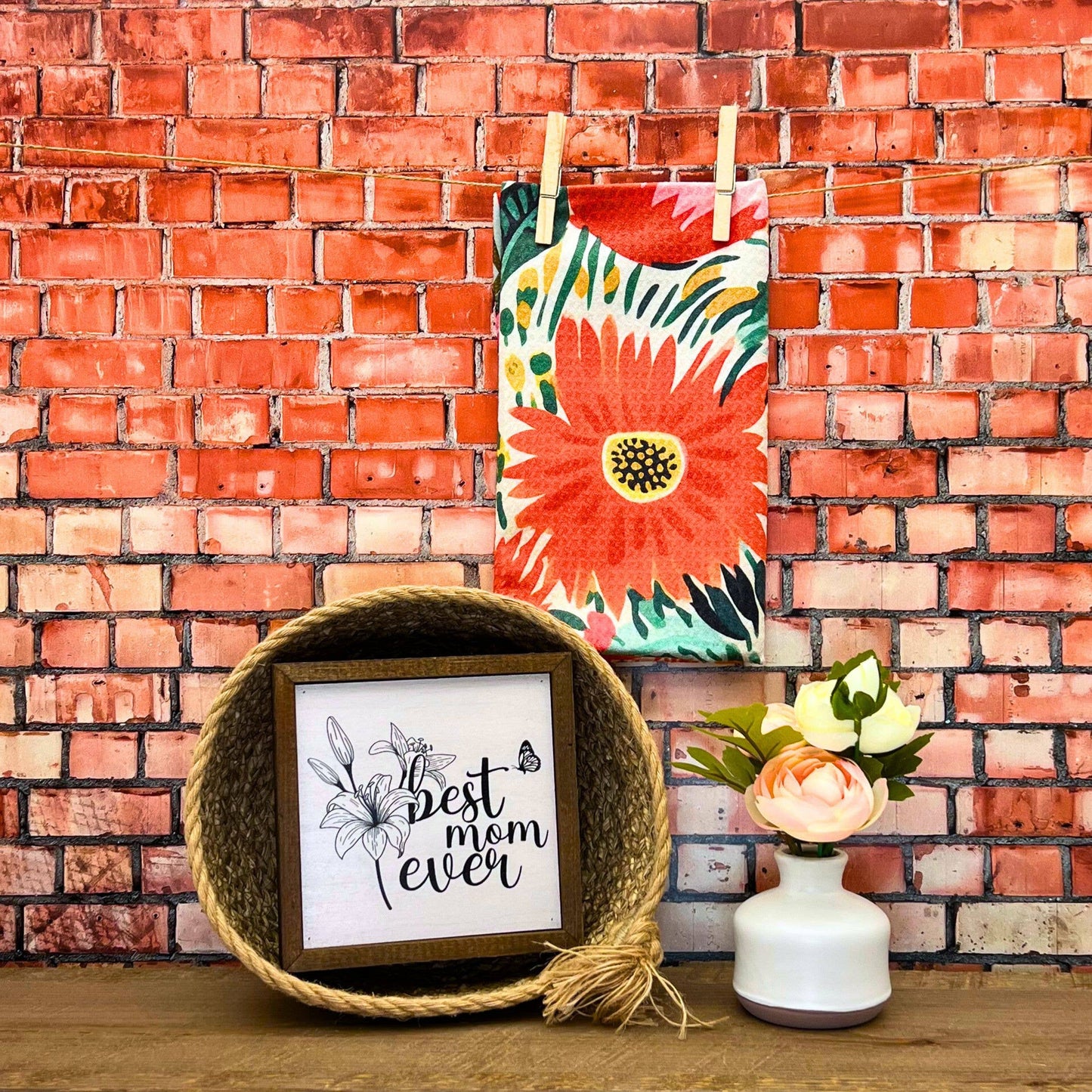 Tropical Summer Flowers Kitchen Waffle Towels