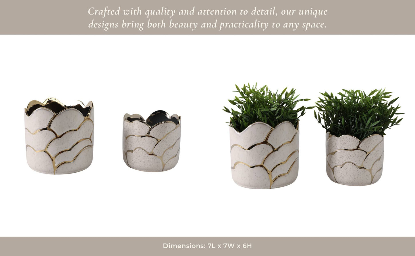 Ivory/Gold Resin Cloud Planters, 6/7 in.