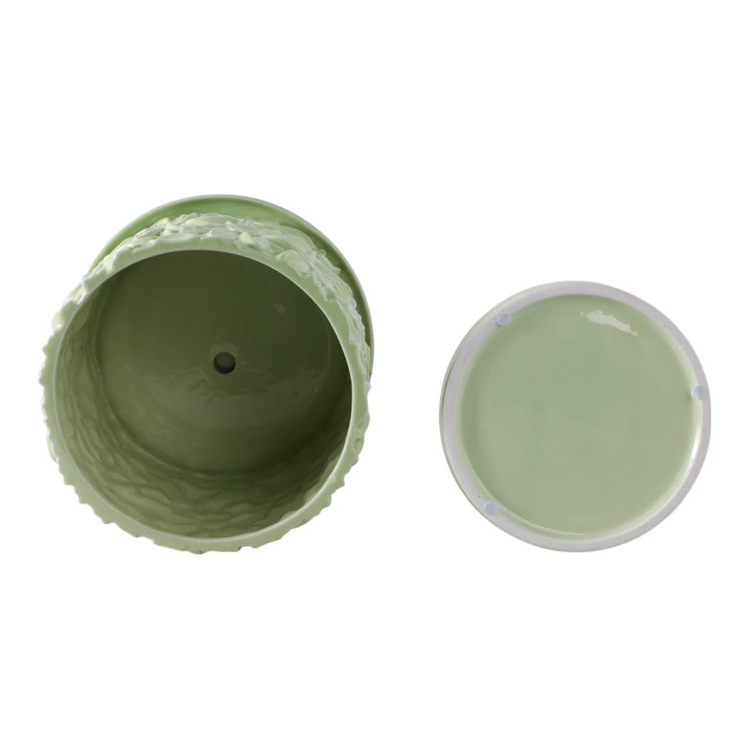 Green 6/8 in. Ceramic Daisy Flower Planter