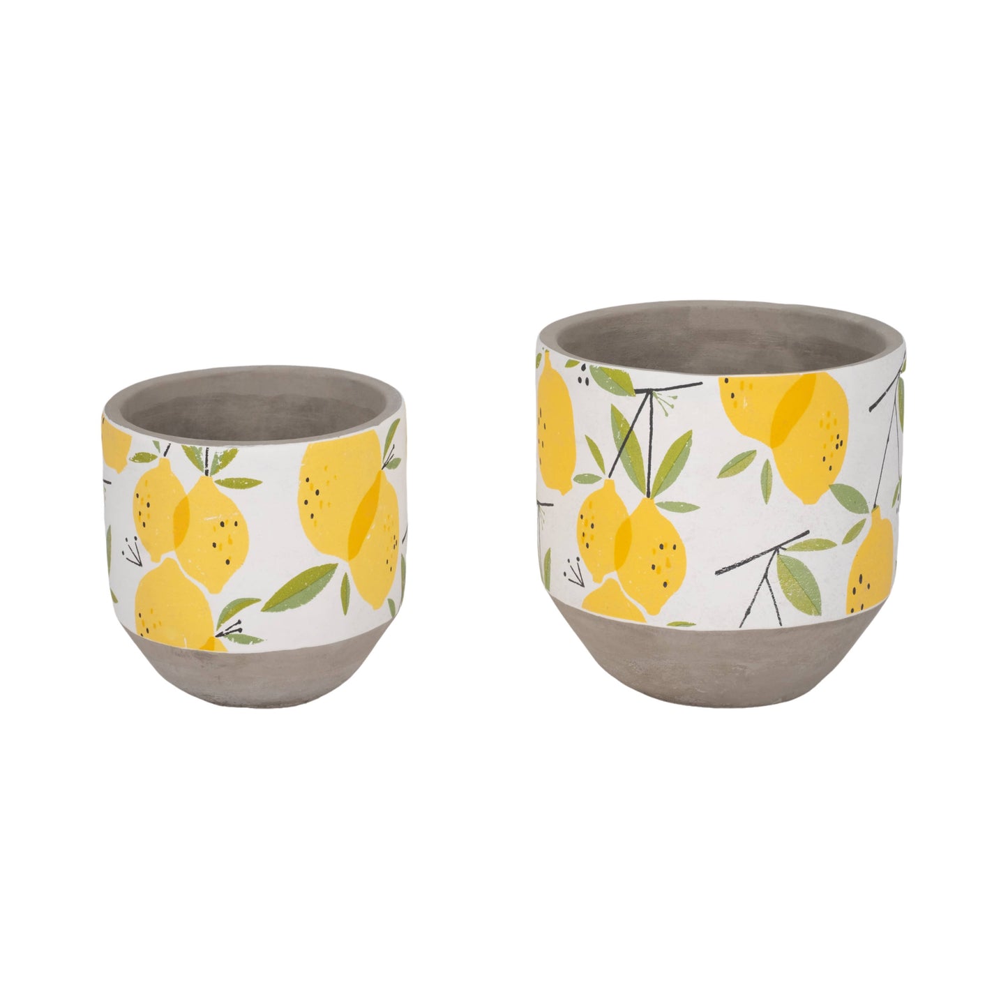Yellow Pottery Growing Lemons Planters, 6/7 in.