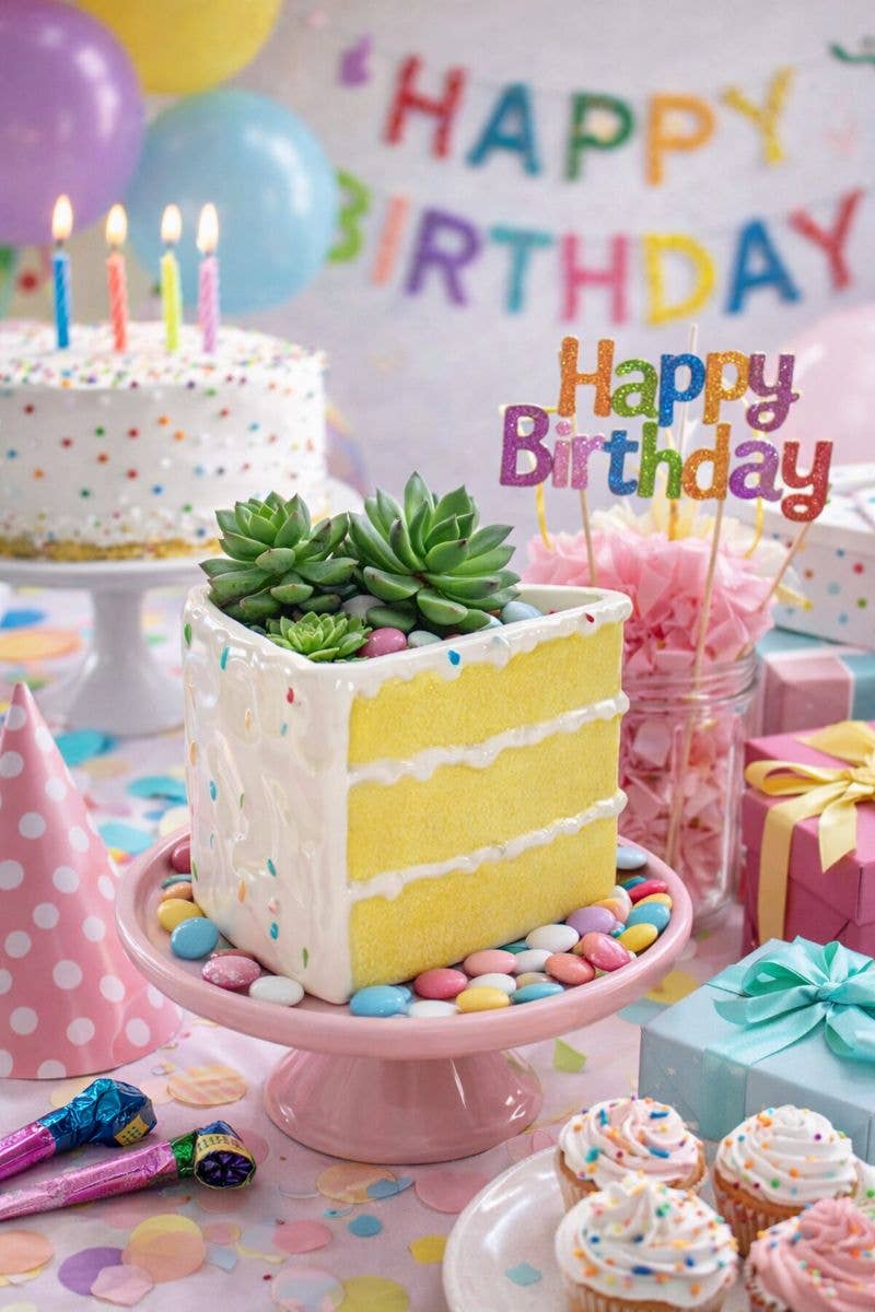 Cake Slice Planter  - Party - Celebration - Item #16655