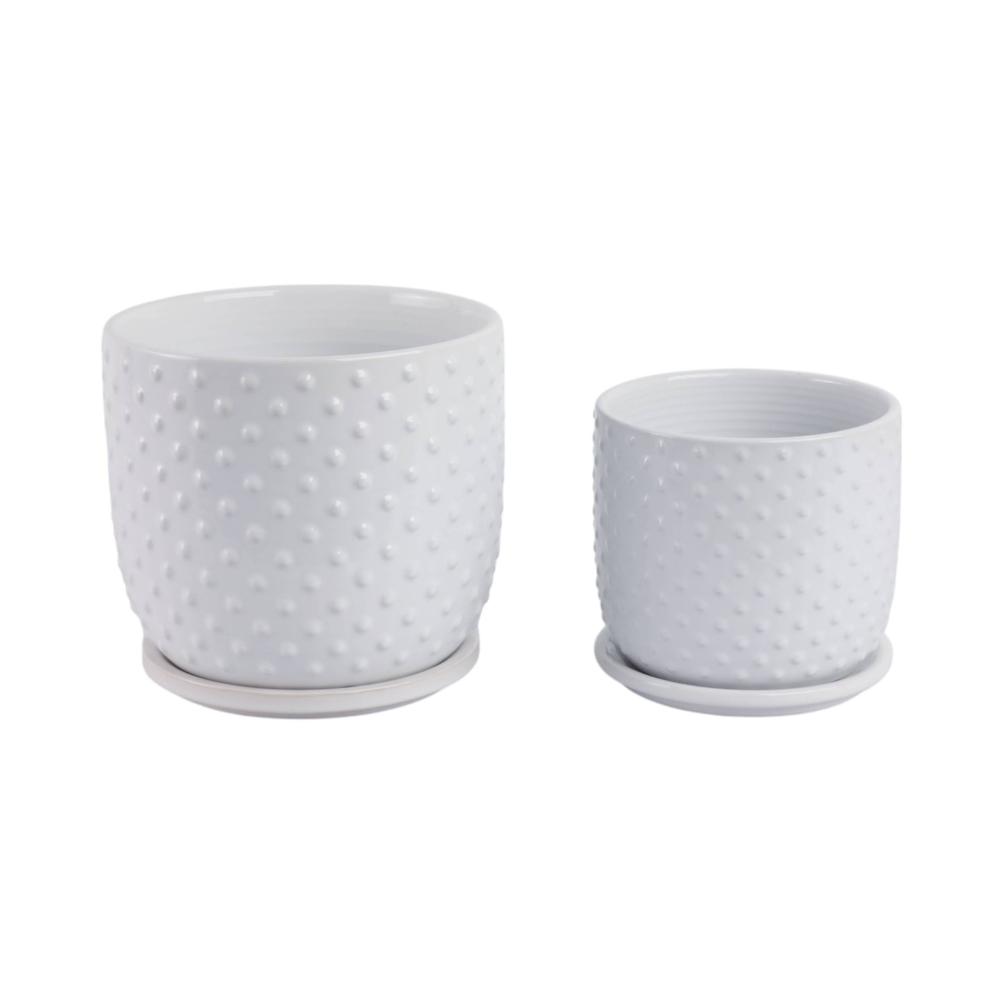 White 6/8 in. Ceramic Tiny Dots Saucer Planters
