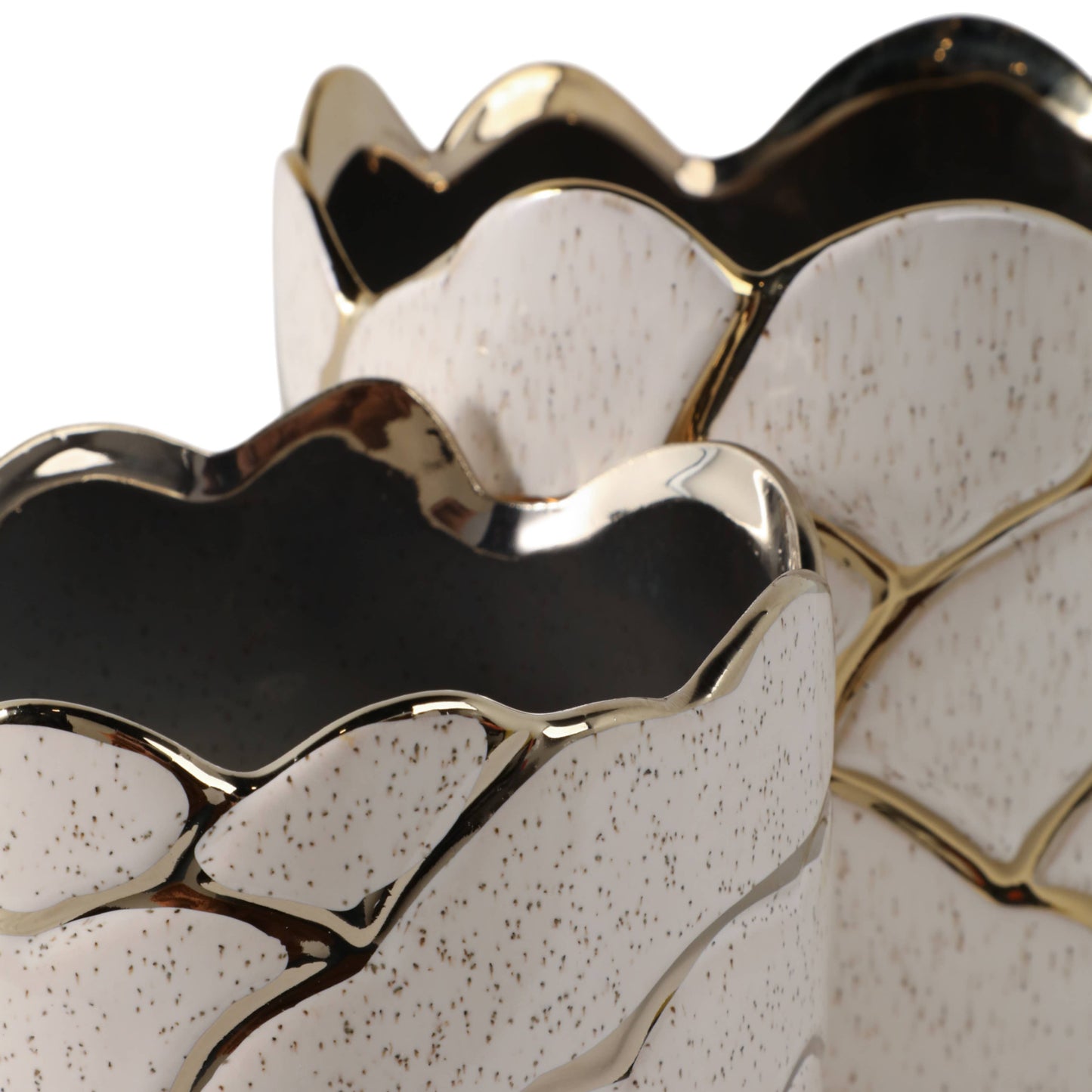 Ivory/Gold Resin Cloud Planters, 6/7 in.
