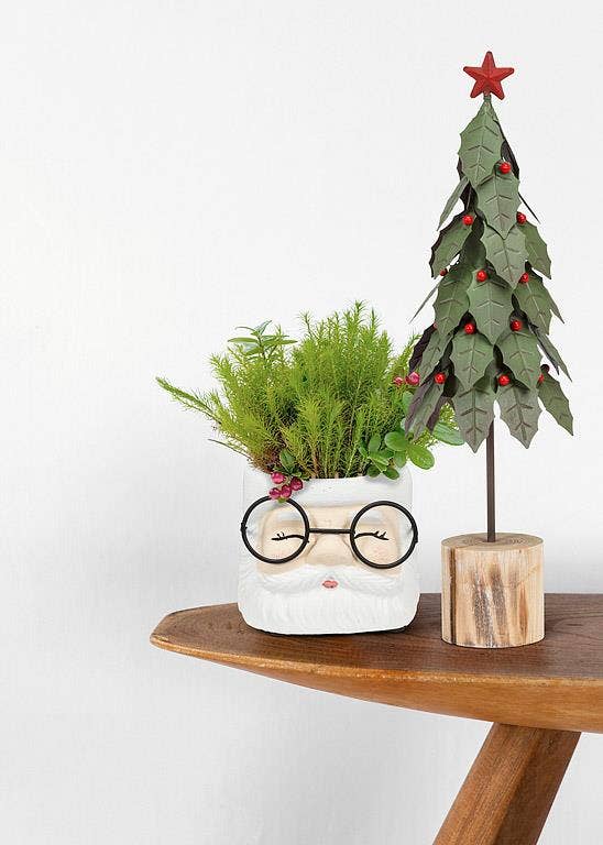 Large Santa Planter with Glasses