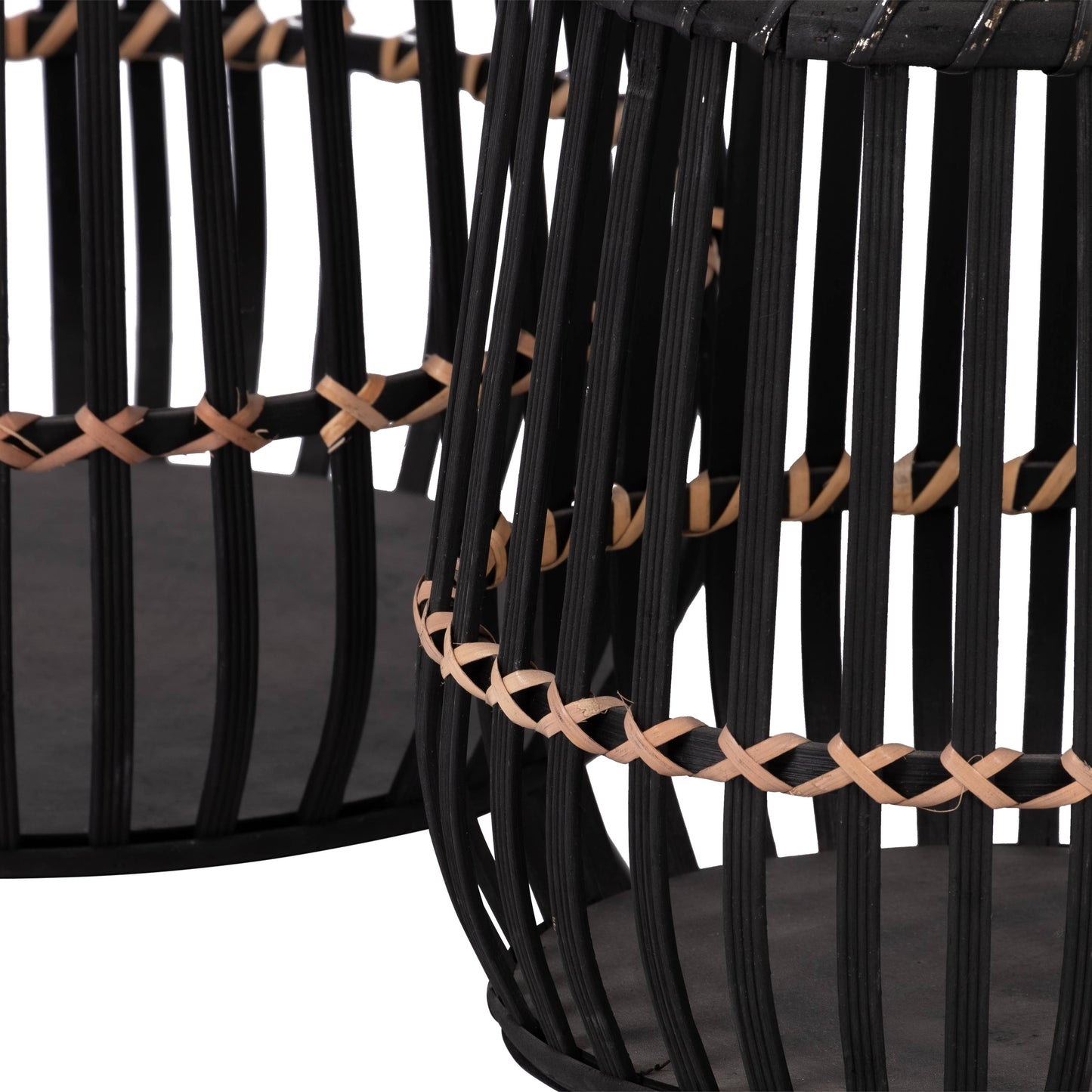 Black Bamboo Wood Footed Planters 10/14/17 in.
