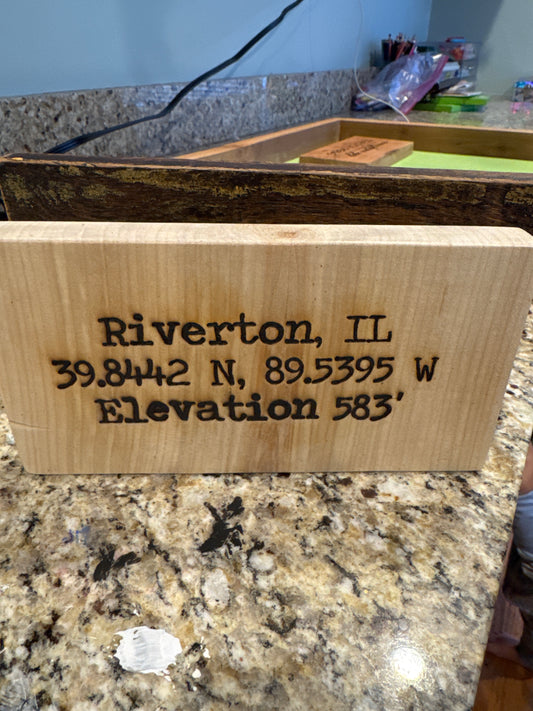 Riverton, IL Coordinates Hand-Crafted Wood Decor