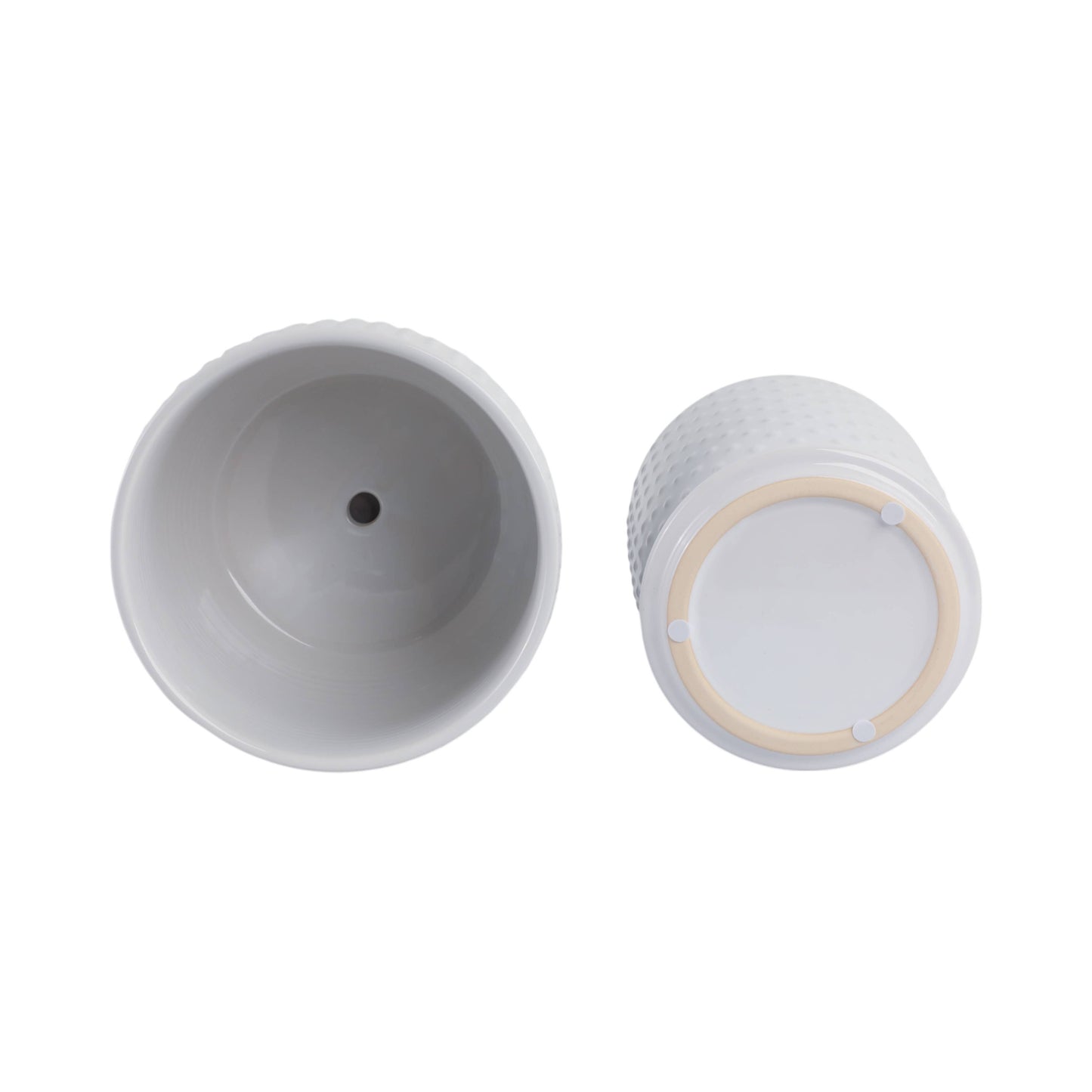 White 6/8 in. Ceramic Tiny Dots Saucer Planters