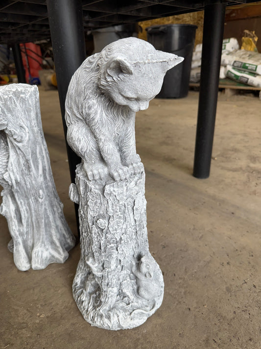 Cat On Stump W/ Mouse