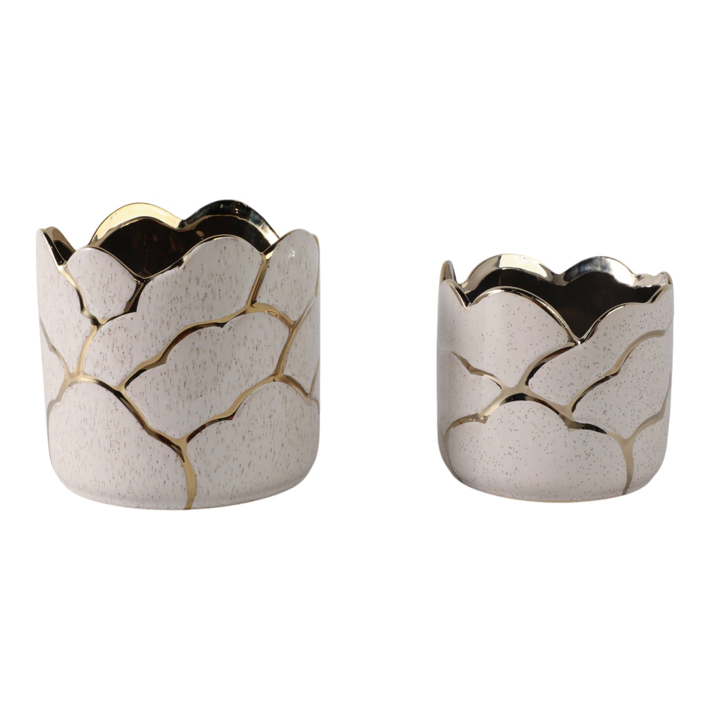 Ivory/Gold Resin Cloud Planters, 6/7 in.