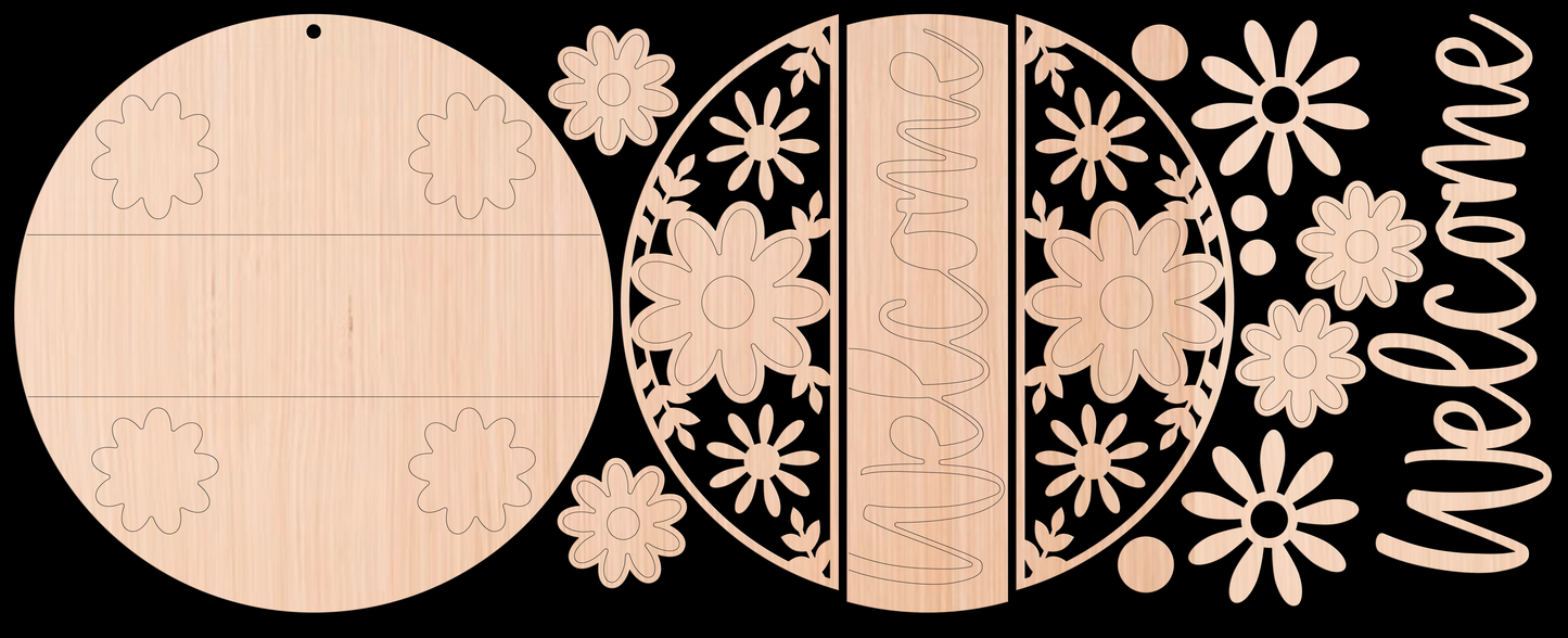 Spring- Welcome Flower Pattern Door Hanger DIY | Paint Kit