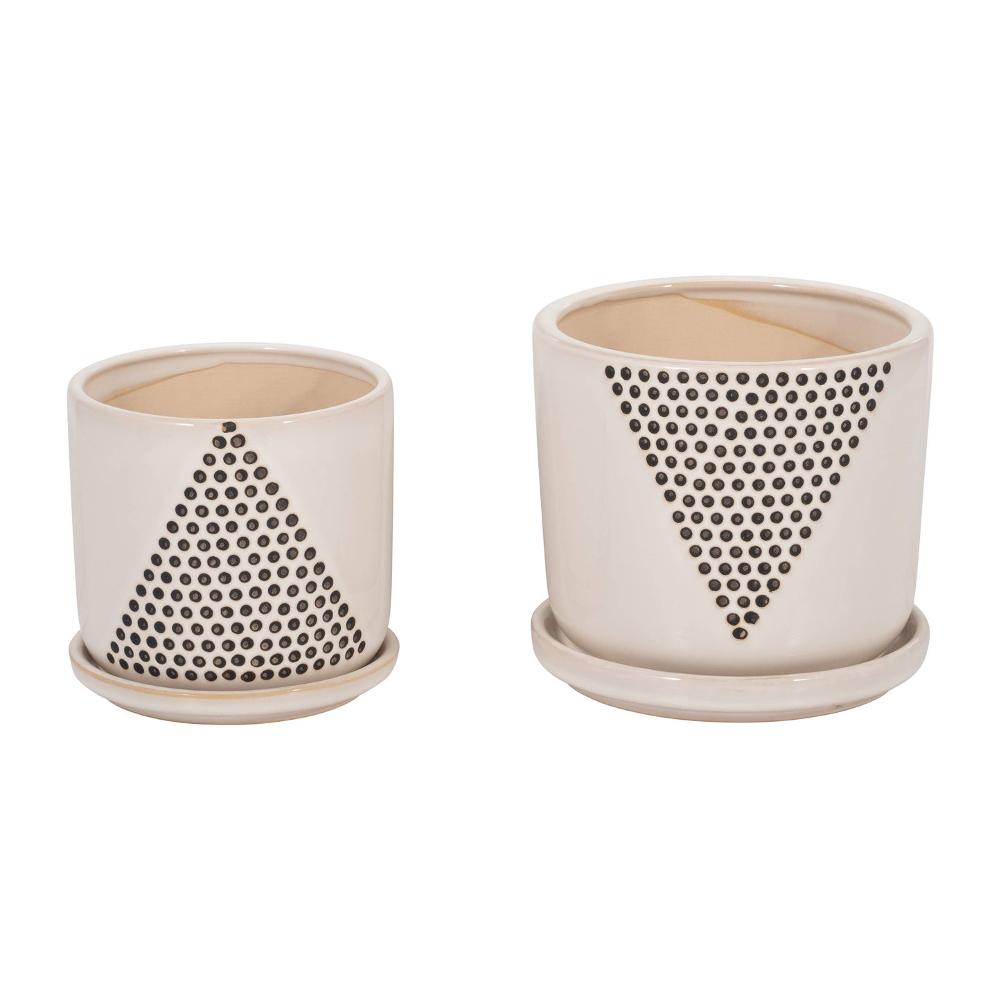 White Ceramic Triangle Dot Planter, 6/8 in.