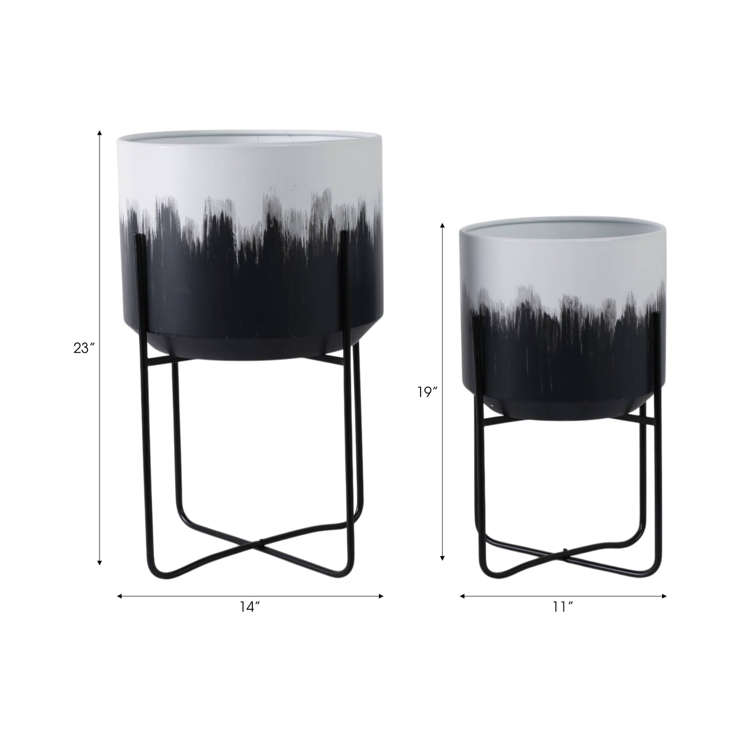 Metal Brush Stroke Stand Planters