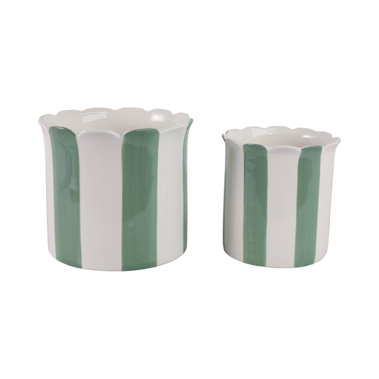 Green/White Ceramic Striped