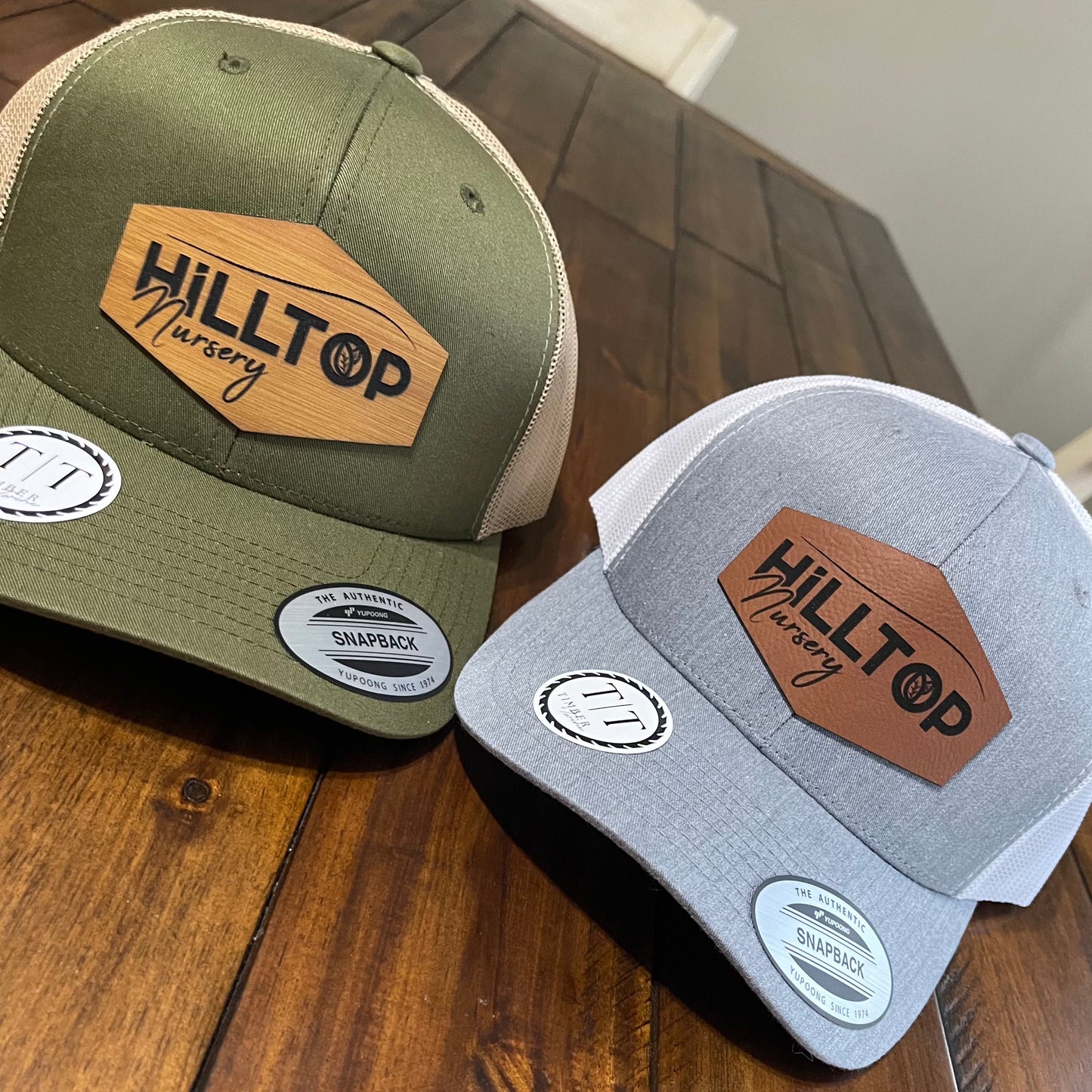 "Hilltop Nursery" Leather Patch Baseball Cap by Timber & Twine