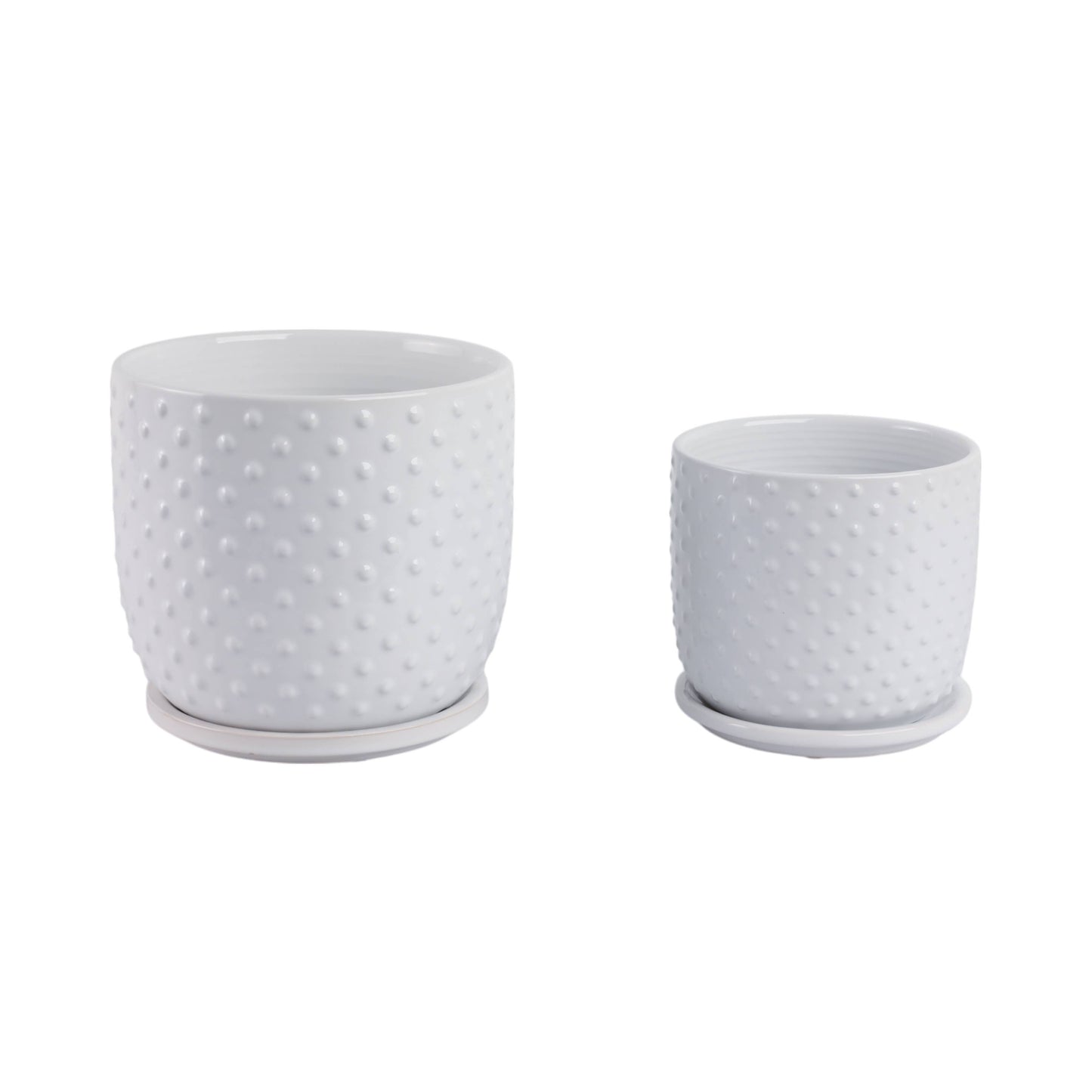 White 6/8 in. Ceramic Tiny Dots Saucer Planters