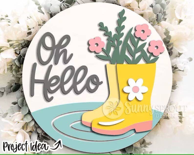 Spring- Oh Hello Rainboots  Door Hanger DIY | Paint Kit