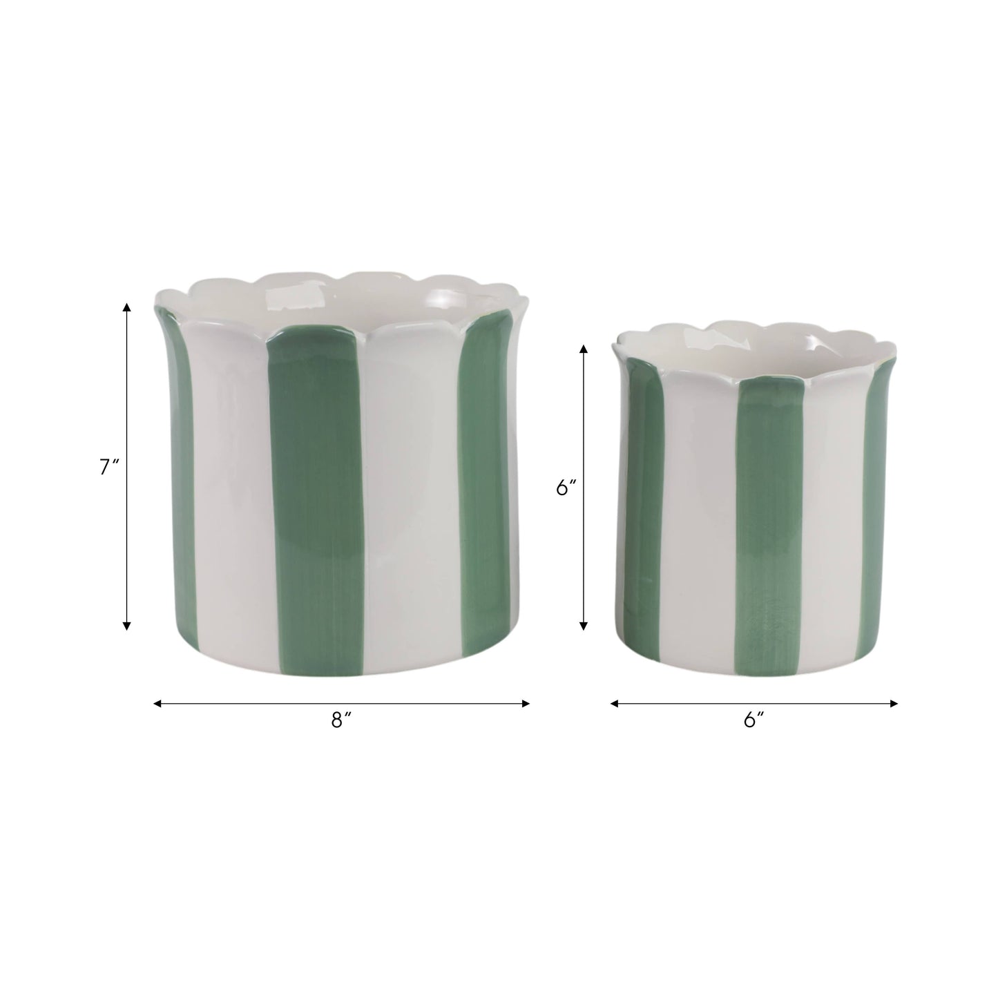 Green/White Ceramic Striped