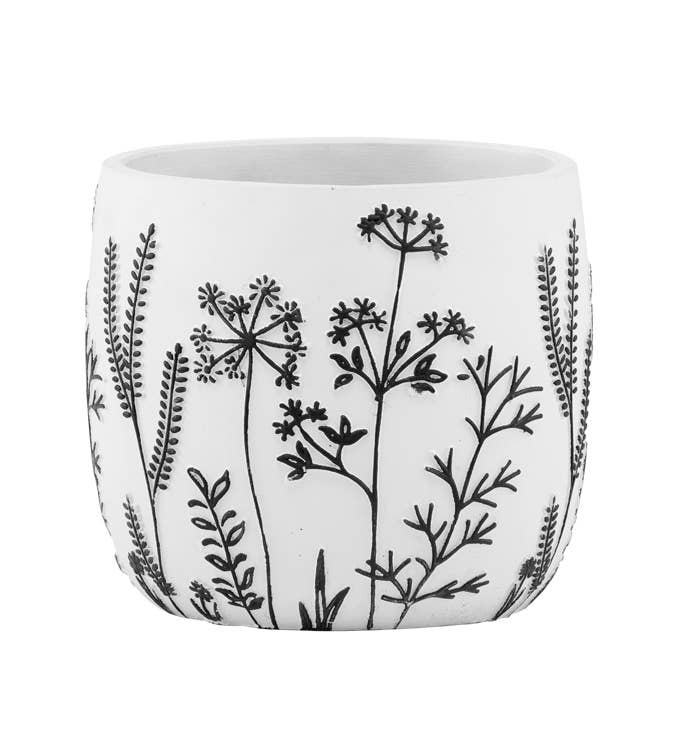 White Black Wildflowe Planter - Modern -   #17572