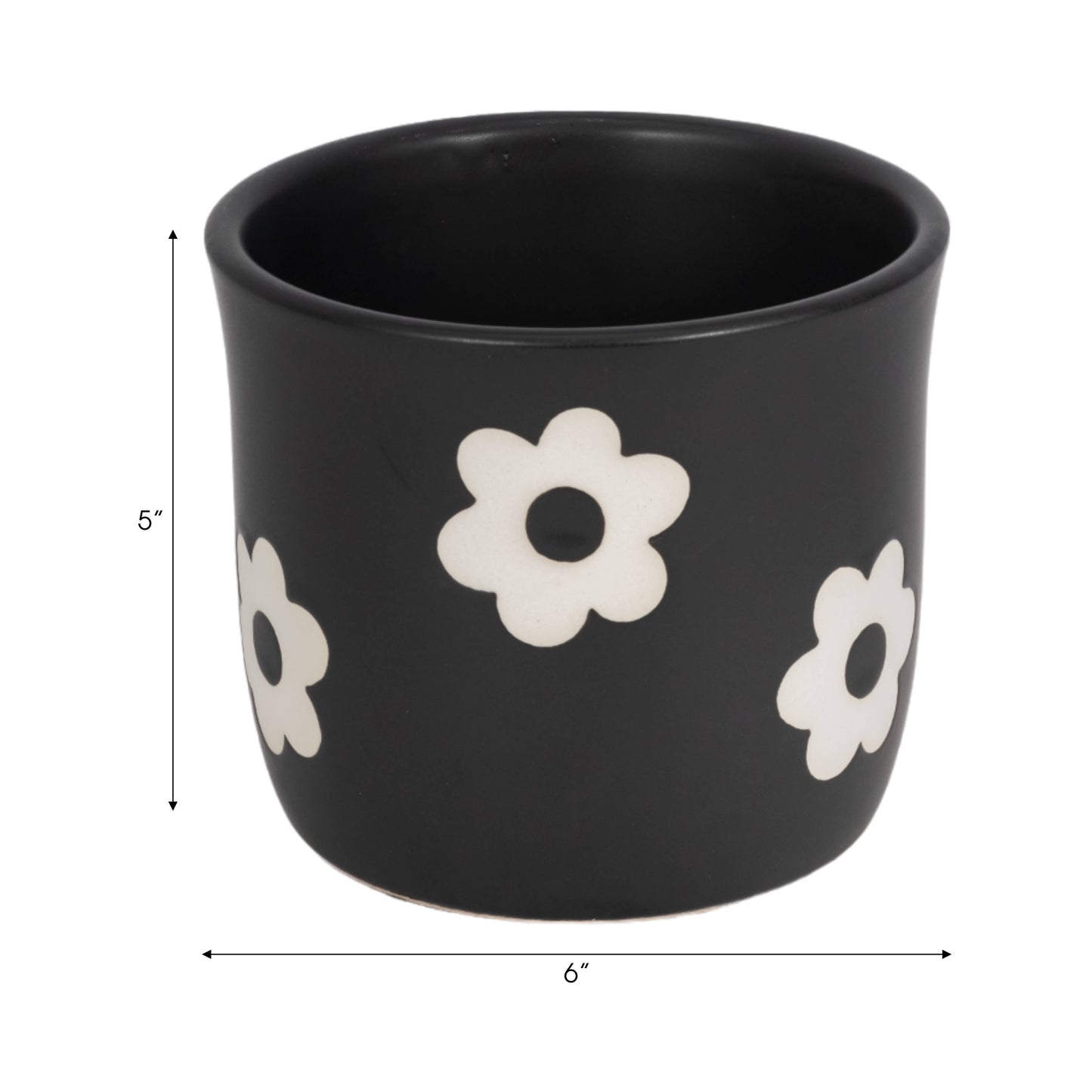 6 in. Black/White Flower Power Planter