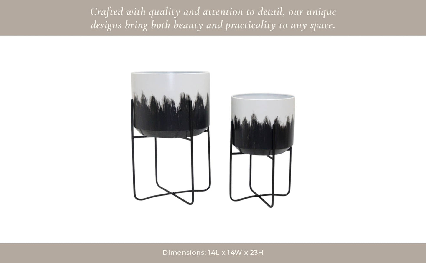 Metal Brush Stroke Stand Planters