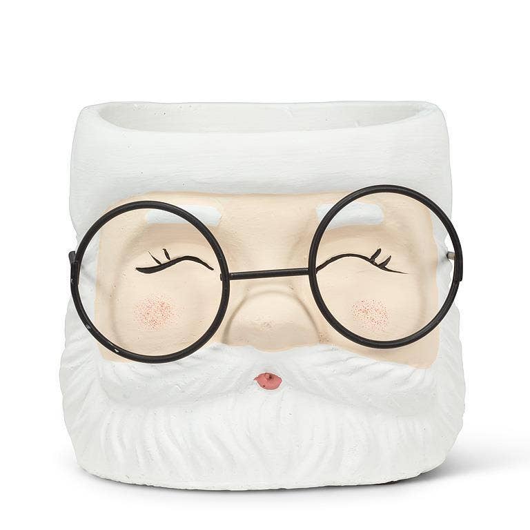 Large Santa Planter with Glasses