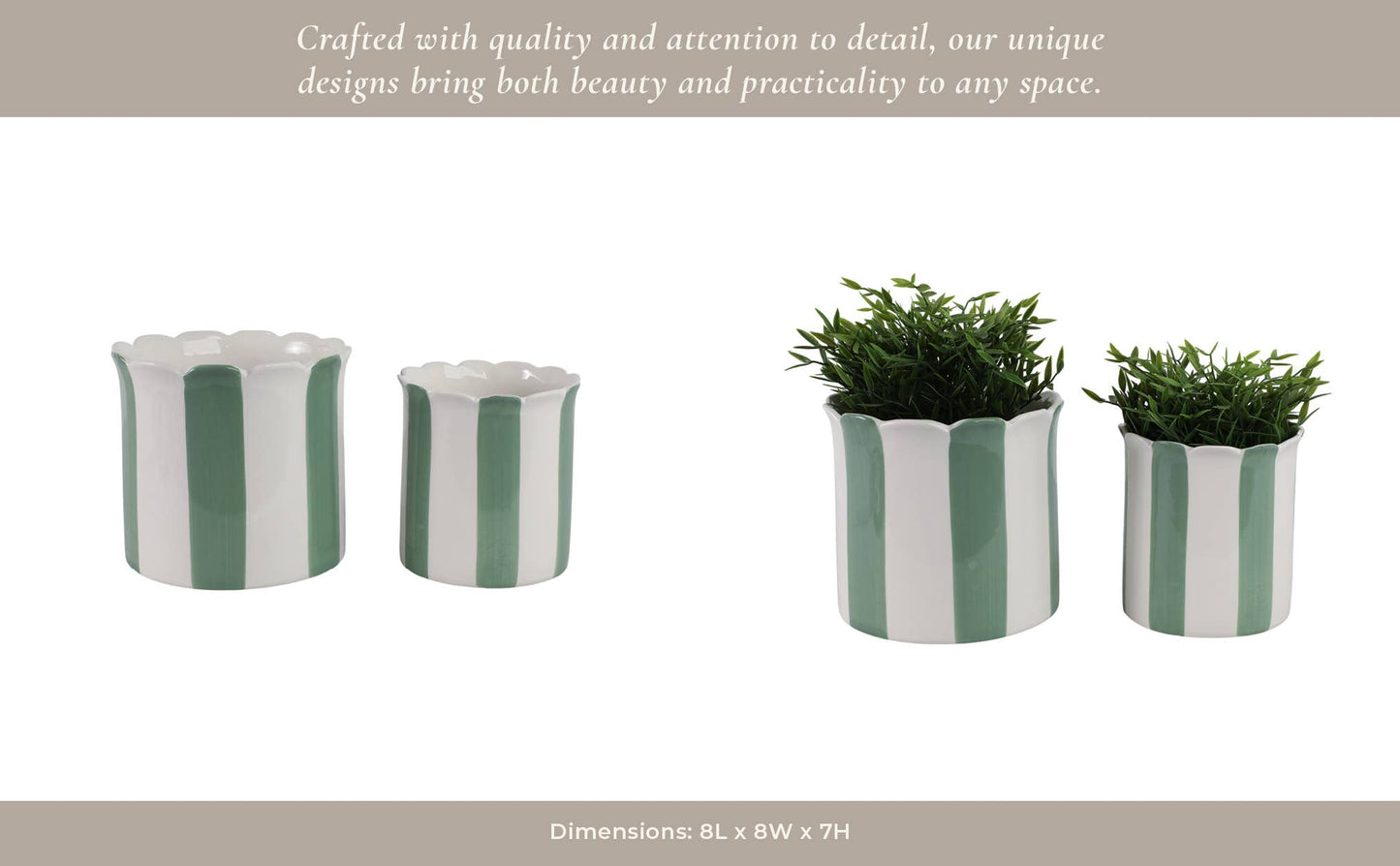 Green/White Ceramic Striped