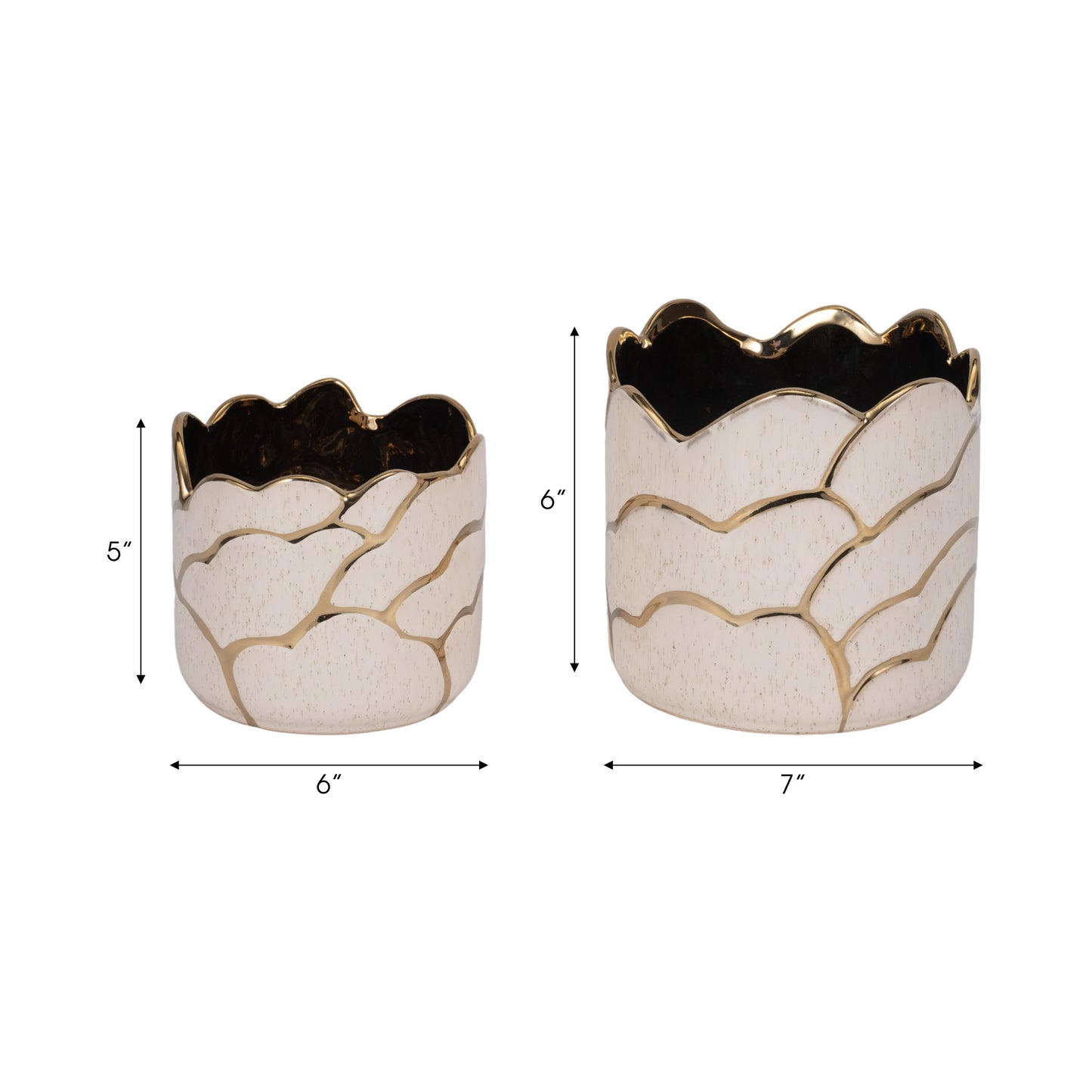 Ivory/Gold Resin Cloud Planters, 6/7 in.