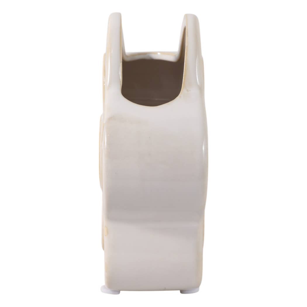 Pencil Cup - Ivory Ceramic Sculpted Flower Power, 5 in.