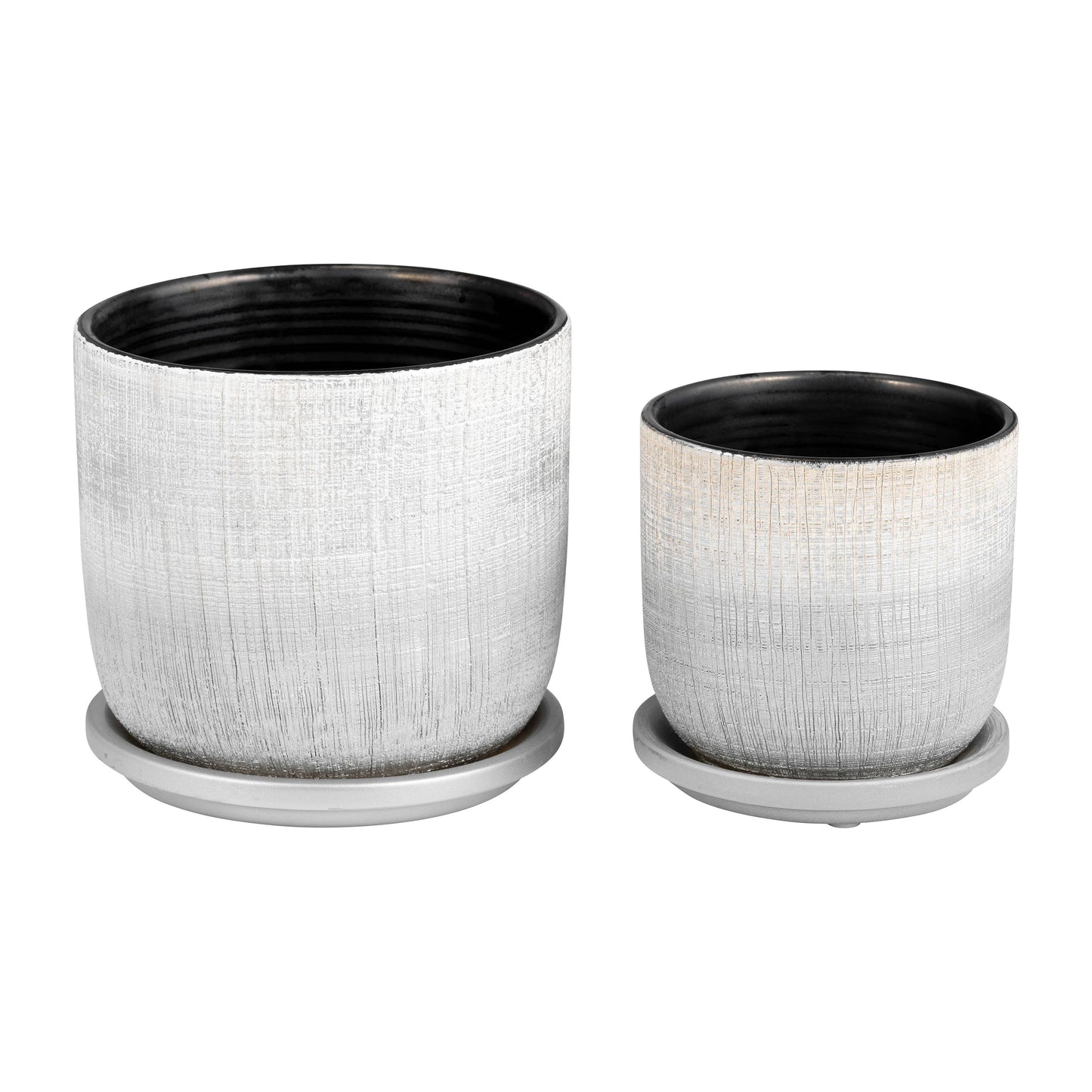 Silver Ceramic Textured Saucer Planters, 5/6 in.