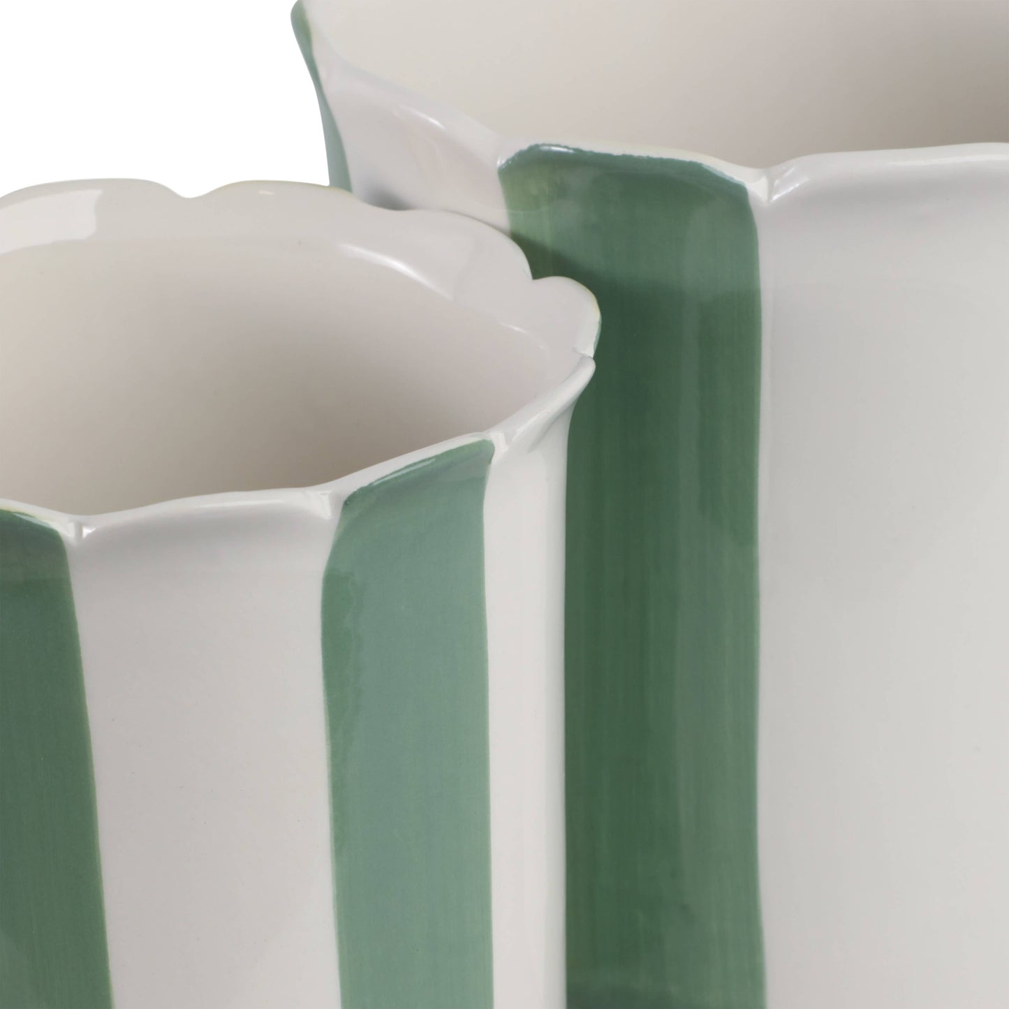 Green/White Ceramic Striped