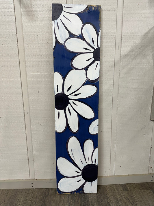 Blue and White Flower Standing Sign